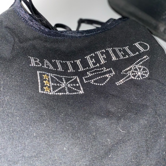 Harley Davidson Black Spaghetti adjustable strap tank top with built in bra. - Picture 4 of 4